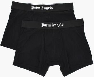 Palm Angels Set Of 2 Solid-Color Boxer Briefs With Branded Waistband size Xxl