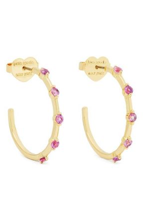 Kate Spade New York cubic zirconia hoop earrings in Rosegold at Nordstrom