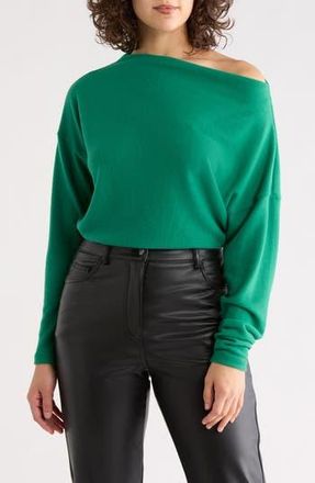 Renee C Brushed Knit Boat Neck Top in Green at Nordstrom Rack, Size X-Small