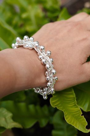 Otis Jaxon Graduated Peppercorn Chunky Sterling Silver Bracelet