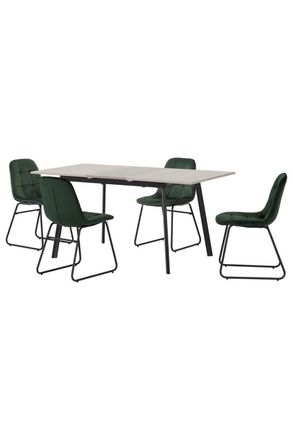 Seconique Avery Extending Dining Set with Lukas Chairs in Green