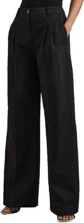 Reiss Astrid Front Pleat High Rise Wide Leg Pants in Washed Black at Nordstrom Rack, Size 12 Us / 16 Uk