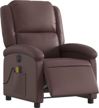 vidaXL Vidaxl - Sillón de masaje reclinable eléctrico cuero sintético marrón