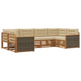 vidaXL Conjunto De Sof&aacute;s De Exterior Con Coj&iacute;n 6 Pcs Natural Y Beige Vidaxl
