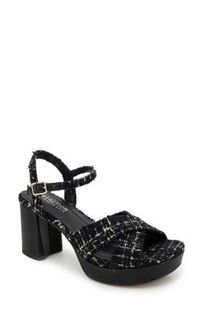 Kenneth Cole Reaction Reeva Ankle Strap Platform Sandal in Black Fabric at Nordstrom Rack, Size 6.5