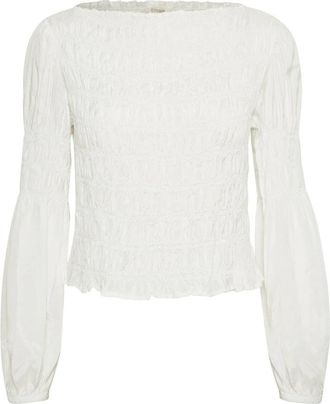 Cream Vrouwelijke Blouse met Pofmouwen - Dames - Blouses - Beige - 3XL - Overhemden