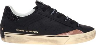 Crime London Distressed Sneaker - Dames - Sneakers - Zwart - 40 EU - Leer - Schoenen