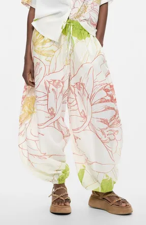 Desigual Cotton Balloon Pants in White Multi at Nordstrom, Size X-Large