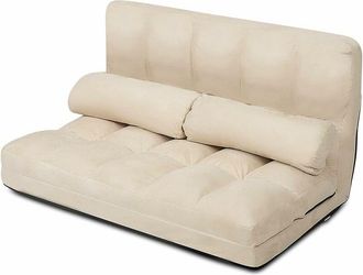 Costway Costway - Divano Letto da Terra con 2 Cuscini, Divano Letto Pieghevole con Schienale Regolabile a 6 Livelli, Ideale per Camera da Letto e Soggiorno