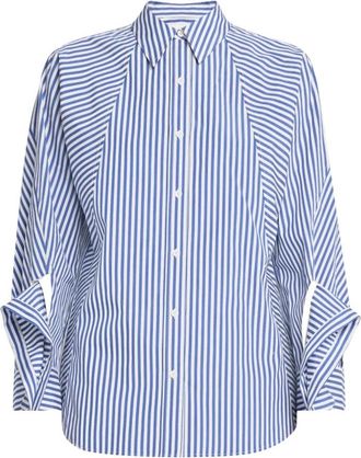 3.1 Phillip Lim Blauw Gestreept Overhemd Oversized Klassieke Kraag - Dames - Overhemden - Blauw - Xs/S - Katoen - Overhemden