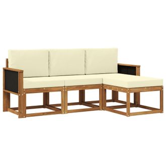 vidaXL Conjunto De Sof&aacute;s De Exterior Con Coj&iacute;n 4 Pcs Natural Y Crema Vidaxl