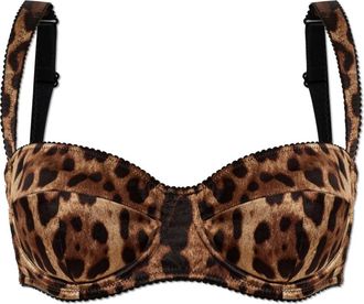 Dolce & Gabbana Satijnen balconette bh met luipaardprint - Dames - BHs - Bruin - 90B EU - Satijn - Ondergoed