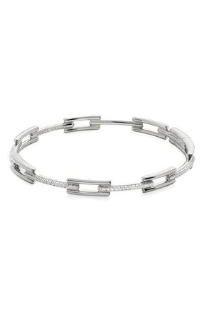 Monica Vinader Lab Created Diamond Signature Bangle in Sterling Silver /Lab Dia at Nordstrom, Size X-Large