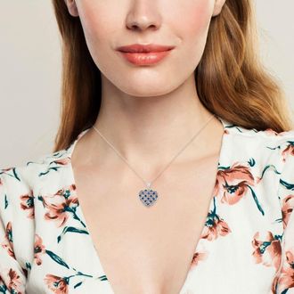 MAX + STONE 925 Sterling Silver Genuine Gemstone Heart Shape Filigree Pendant 18 Inch Chain