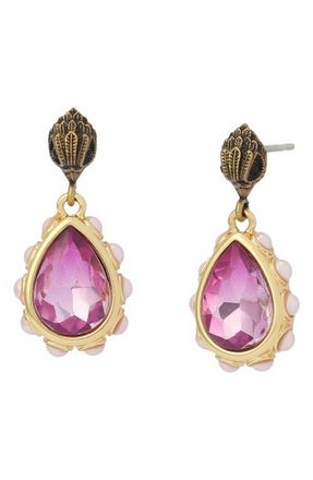 Kurt Geiger Eagle Faux Pearl & Crystal Drop Earrings in Pink at Nordstrom