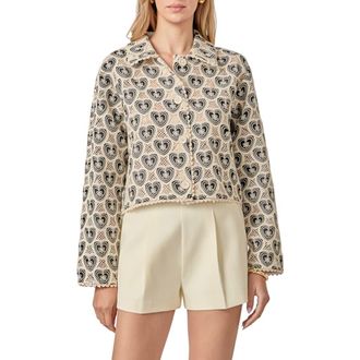 English Factory Crochet Shirt in Natural/Black at Nordstrom, Size X-Small