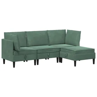 vidaXL Juego De Muebles De Sal&oacute;n Con Coj&iacute;n 4 Pcs Verde Mar Terciopelo Vidaxl