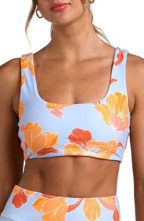 La Blanca Outline Floral Scoop Neck Reversible Sports Bra in Drift at Nordstrom, Size X-Small