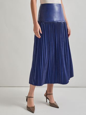 Misook Vegan Leather Accordian Maxi Skirt