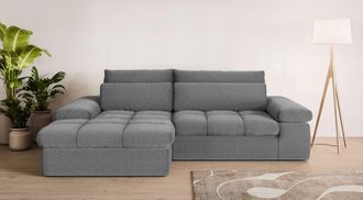 HOME AFFAIRE Ecksofa »ALVERIE mit Recamiere, moderne Steppung, Masse: B/T/H 274/203/106 cm« L-Form mit Wellenunterfederung, mit 4 Rückenkissen, pflegeleicht Stoff