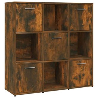 Berkfield Home Book Cabinet Smoked Oak 90x30x90 cm Engineered Wood in Brown | Size: 90 x 30 x 90 cm