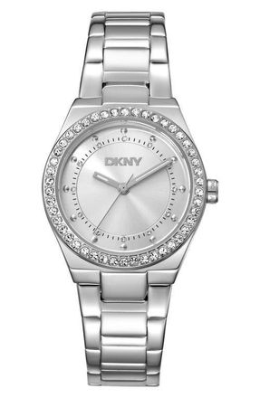 DKNY Essential Glitz Bracelet Watch, 30mm in Silver at Nordstrom