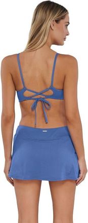 Sunsets Sporty Swim Skirt Bottoms in Harbor Blue Sandbar Rib at Nordstrom, Size X-Large