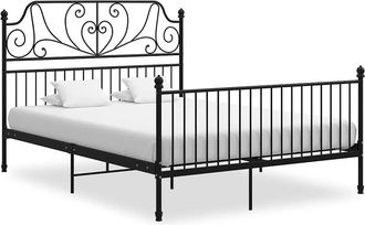 vidaXL Estructura De Cama Sin Colch&oacute;n Metal Negro 140x200 Cm Vidaxl