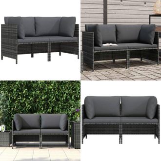 vidaXL Divano da Giardino a 2 Posti con Cuscini in Polyrattan Grigio - Divano da esterno - Polyrattan