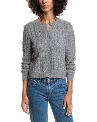 Fort&eacute; Cashmere Cable Wool & Cashmere-Blend Cardigan