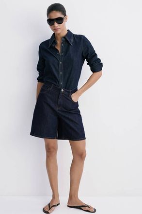 Mango Bermuda denim dritti vita alta blu - Donna - 52 - MANGO
