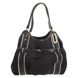 DKNY Dkny Black Monogram Fabric And Leather Tote