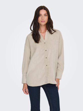 Only Langarmbluse ONLY ONLMARIKE LIFE L/S CORD LOOSE SHIRT PNT, Damen, Gr. XL, string, Web, Obermaterial: 88% Polyester, 10% Nylon, 2% Elasthan, unifarben,