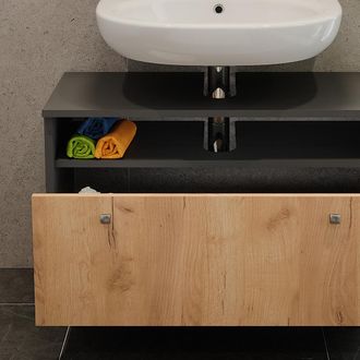 Vicco Mueble Bajo Lavabo Fynn, Antracita/roble Dorado, 80.2 X 54 Cm Con Caj&oacute;n