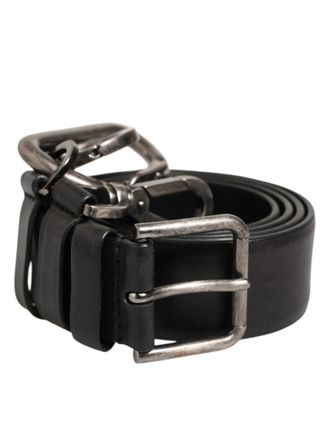Dolce & Gabbana Black Key Ring Clip Attachments Buckle Mens Belt