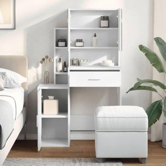 Berkfield Home Beautiful Dressing Table with Cabinet White 80x35x132 cm | Size: 80 x 35 x 132 cm