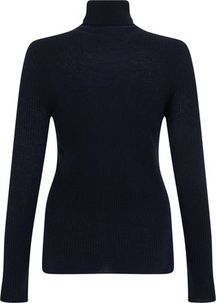 Fabiana Filippi Womens Sweater With High Collar, Midnight Blue Virgin Wool