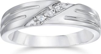 Pompeii3 Mens Real Diamond 14k White Gold Wedding Ring Band New Size Selectable