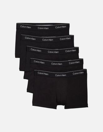 Calvin Klein Mens 5-Pack Icon Cotton Stretch Relaxed Dart Boxer Trunks, All Black - Size: 35/34/32