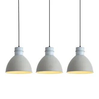 QAZQA R&uacute;stico Conjunto De 3 L&aacute;mparas Colgantes R&uacute;sticas Grises - Dory Acero Redonda Adecuado Para Led Max. 3 X 40 Watt - Qazqa