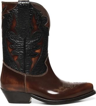 Golden Goose Ster Laag Borduurwerk Leren Sneakers - Dames - Cowboylaarzen - Bruin - 36 EU - Schoenen