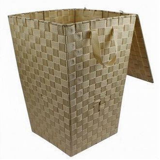 Trade Shop Trade Shop - Cesto Cestino Portatutto Portaoggetti Bagno Casa Coperchio 35 X 52cm 79105 Beige