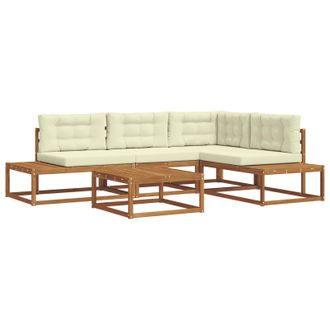 vidaXL Conjunto De Sof&aacute;s De Exterior Natural Y Crema Vidaxl