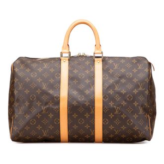 Louis Vuitton Pre-owned Womens Keepall Bandouliere 55 Duffel - Tan Textile - One Size