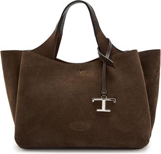 Tod's Manici Mini Trac Pelle T Pend Suede top Handle bag - Dark Brown - One Size