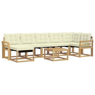 vidaXL Conjunto De Sof&aacute;s De Exterior Con Coj&iacute;n 8 Pcs Blanco Y Crema Vidaxl