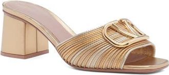 Valentino Garavani VLOGO Signature Metallic Slide Sandal in Gold at Nordstrom, Size 10.5Us