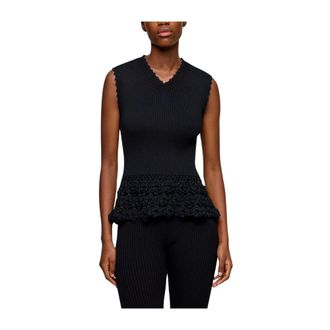 Ganni Vest in Cotton Crochet - female - Ganni - V-neck Knitwear - Black - XS - Knitwear