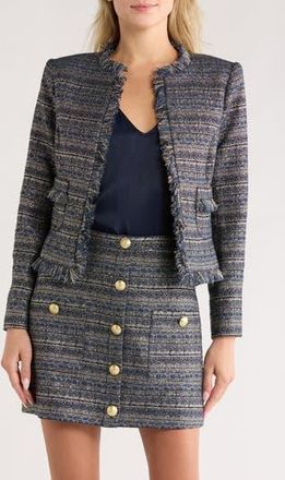 L'agence Angelina Tweed Jacket in Blue/Green Multi Tweed at Nordstrom Rack, Size 12