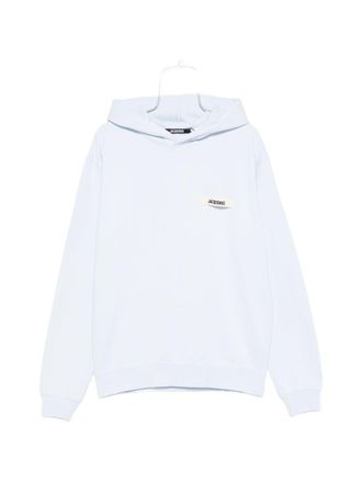 Jacquemus Light Blue Hoodie with Ribbed Trims